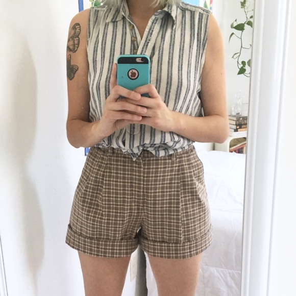 plaid mom shorts